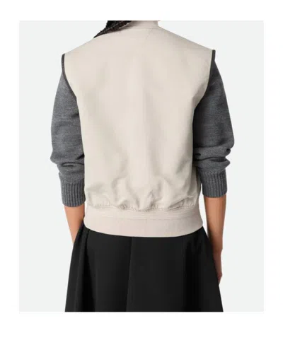 Bottega Veneta Twill Vest With Ribbed Collar And Hem In Neutral