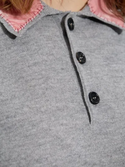 Marni Wool Polo Shirt With Velvet Collar Clothing