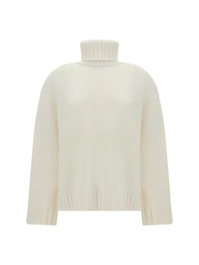 Fabiana Filippi White High Neck Sweater In Silk And Wool