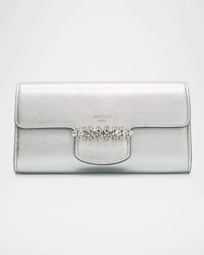 Jimmy Choo Bing Crystal Metallic Leather Wallet