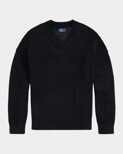Polo Ralph Lauren Linen-cotton V-neck Sweater