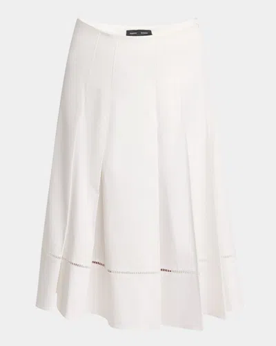 Proenza Schouler Laci Ladder Stitch Inset Pleated Stretch Cotton Poplin Skirt