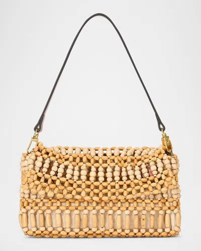 Staud Timmy Convertible Beaded Wood Shoulder Bag
