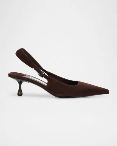 Jimmy Choo Amel 50 Suede Slingback Pumps In Brown