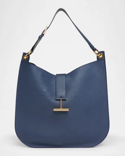 Tom Ford Tara Large Hobo Crossbody In Grained Leather