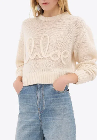 Chloé Embroidered Alpaca And Silk-blend Sweater