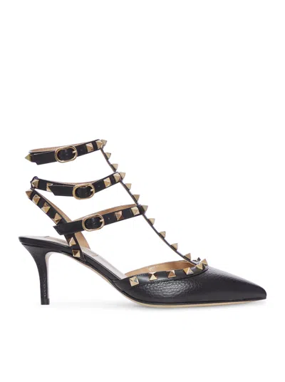 Valentino Garavani Pointed Toe Studded Embellishments Pumps In Black