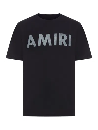 Amiri Black Cotton T-shirt With Bold Logo Statement