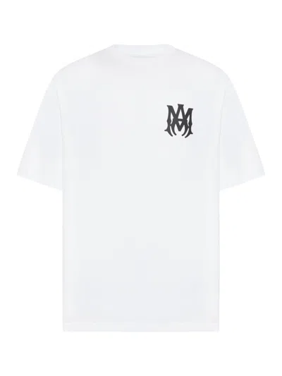 Amiri White Crewneck T-shirt With Logo Print On The Front And Logo Lettering On The Rear In Cotton M In White