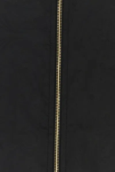 Versace Nylon Jacket With Hood And Elastic Cuffs In Black