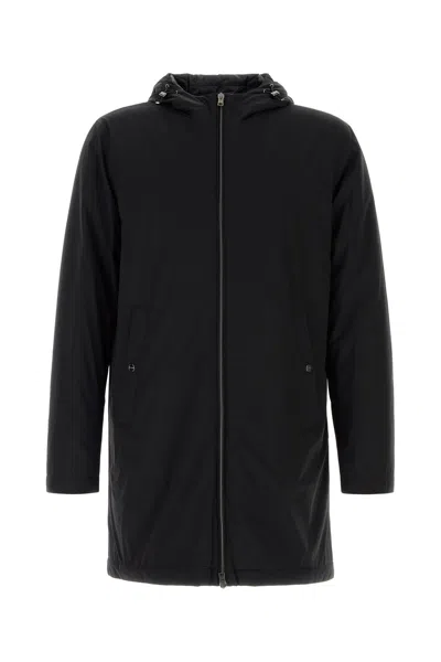 Herno Men Black Stretch Nylon Parka In Black