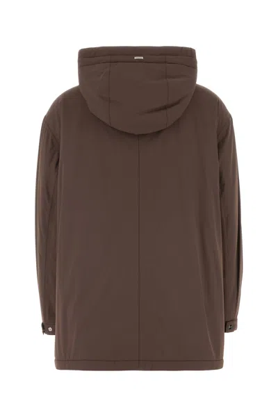 Herno Jacket Stretch Nylon Belted Waist In Brown