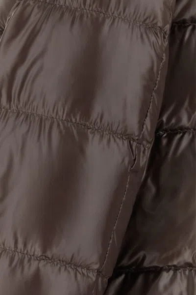 Herno Brown Cropped Down Jacket With Fixed Hood With Snap Buttons In Tech Fabric Woman In Brown