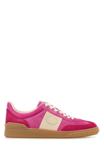 Valentino Upvillage Embossed Leather-trimmed Paneled Suede Sneakers