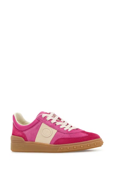 Valentino Upvillage Embossed Leather-trimmed Paneled Suede Sneakers