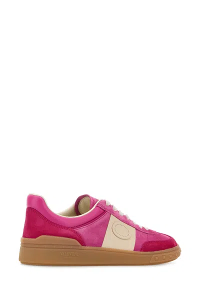 Valentino Upvillage Embossed Leather-trimmed Paneled Suede Sneakers