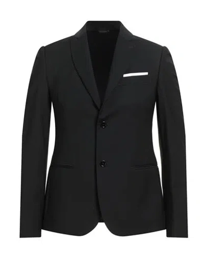 Grey Daniele Alessandrini Man Blazer Black Size 38 Polyester, Viscose, Elastane