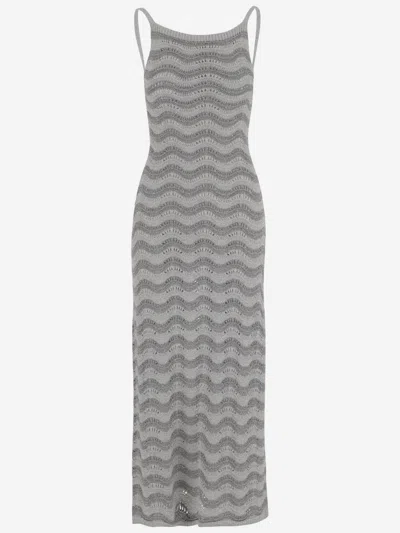 Shop Comme Des Garçons Grey Wavy Pattern Dress
