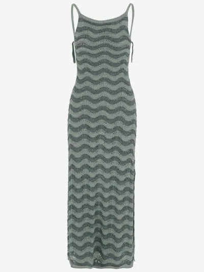 Shop Comme Des Garçons Green Wavy Pattern Dress