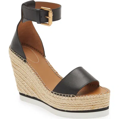 See By Chloé See By Chloe Women's Wedge Heeled Glyn Black Leather Sandals Shoes