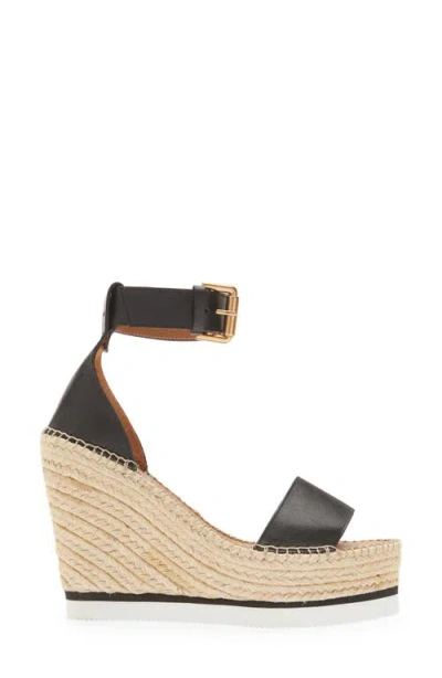 See By Chloé See By Chloe Women's Wedge Heeled Glyn Black Leather Sandals Shoes