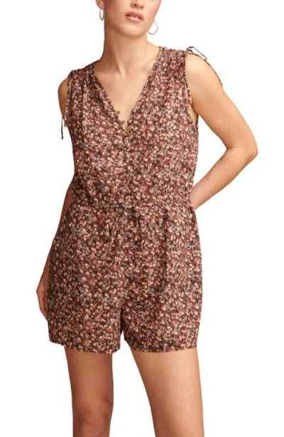 LUCKY BRAND LUCKY BRAND FLORAL PRINT CINCHED SLEEVELESS COTTON ROMPER 