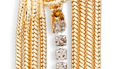 Open Edit Crystal & Chain Drop Earrings