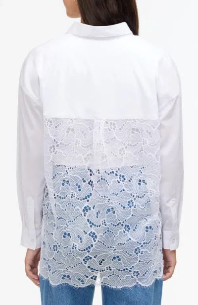 Ellen Tracy Lace Back Long Sleeve Poplin Shirt