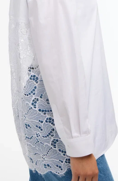 Ellen Tracy Lace Back Long Sleeve Poplin Shirt