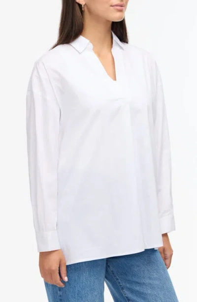 Ellen Tracy Lace Back Long Sleeve Poplin Shirt