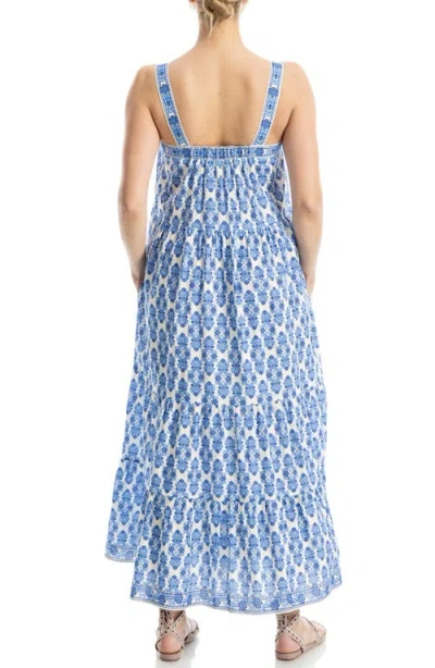 Max Studio Floral Tiered Cotton Blend Maxi Dress