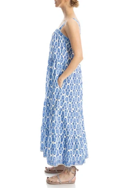 Max Studio Floral Tiered Cotton Blend Maxi Dress