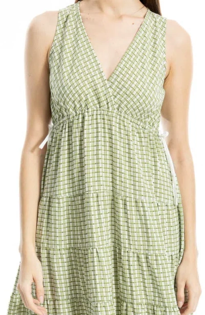 Max Studio Plaid Sleeveless Empire Waist Tiered Midi Dress