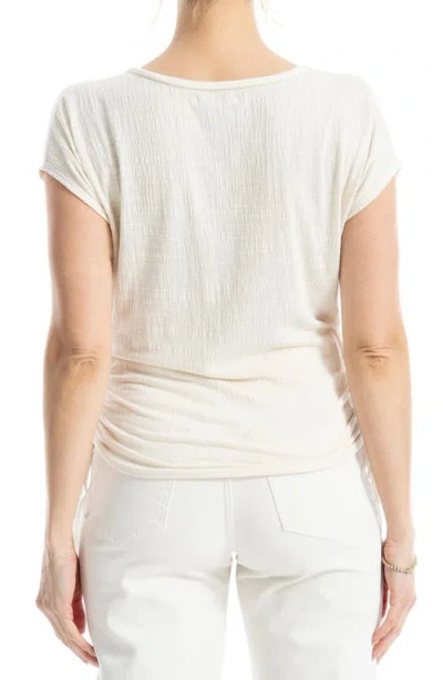 Max Studio Cap Sleeve Ruched Crinkled Knit Top