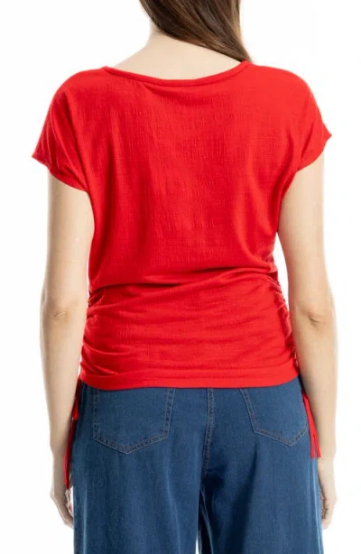 Max Studio Cap Sleeve Ruched Crinkled Knit Top
