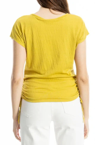 Max Studio Cap Sleeve Ruched Crinkled Knit Top