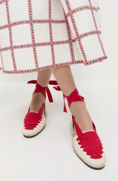 Loeffler Randall Wilson Ankle Wrap Espadrille In Red