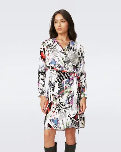 Diane Von Furstenberg Shia Patchwork-print Mini Wrap Dress