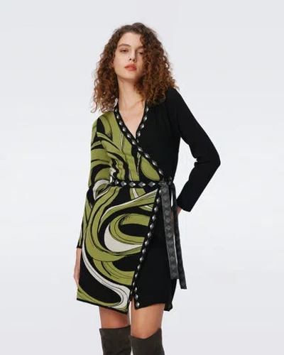 Diane Von Furstenberg Aubrey Knit Jacquard Wrap Dress In Multi