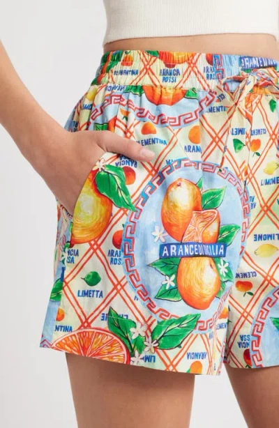 Damson Madder Orange Wrapper Organic Cotton Drawstring Shorts