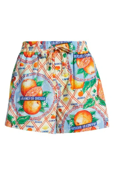 Damson Madder Orange Wrapper Organic Cotton Drawstring Shorts