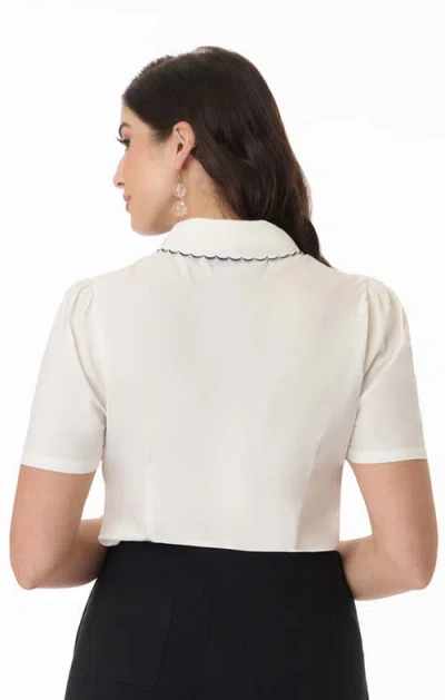 Unique Vintage Blouse With Embroidered Collar