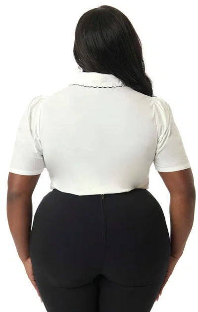Unique Vintage Plus Size Blouse With Embroidered Collar