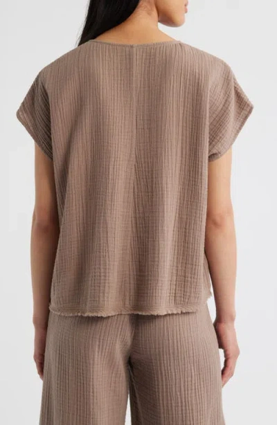 Eileen Fisher V-neck Dolman Sleeve Organic Cotton Gauze Top