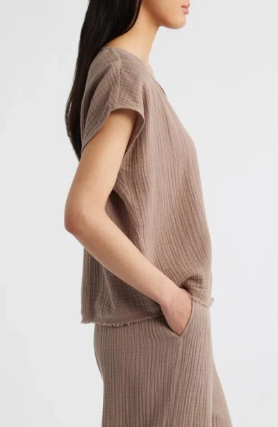 Eileen Fisher V-neck Dolman Sleeve Organic Cotton Gauze Top