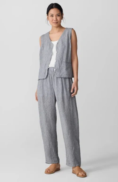Eileen Fisher Stripe Organic Linen Lantern Pants