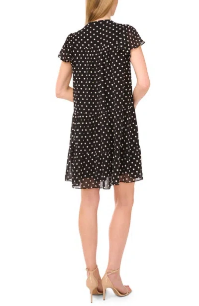 Cece Embroidered Floral Flutter Sleeve Tiered Minidress