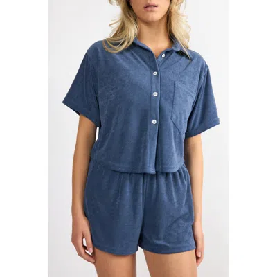 Viens Avec Moi The Terry Button-up Shirt & Shorts Set