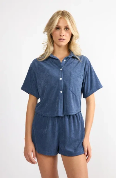 Viens Avec Moi The Terry Button-up Shirt & Shorts Set