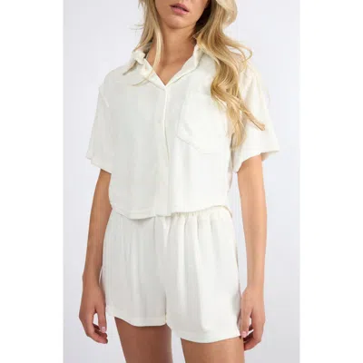 Viens Avec Moi The Terry Button-up Shirt & Shorts Set